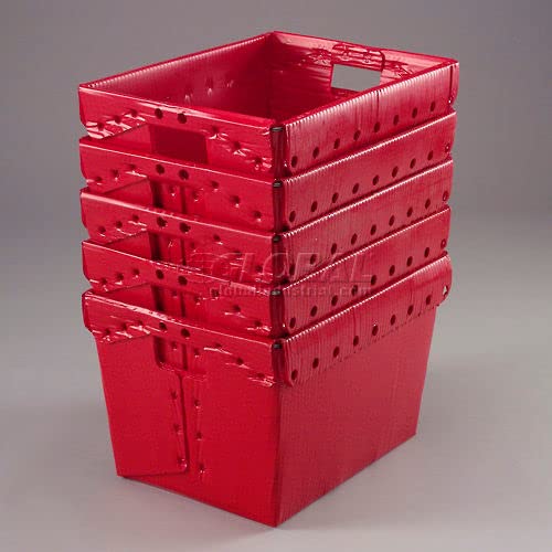 10-Pack Red Corrugated Plastic Mail Totes Without Lids - 18.5x13.25x12 Inches - Durable Postal Bins for Shipping, Storage & Office Organization | Perfect for Warehouses, Mailrooms & Industrial Use