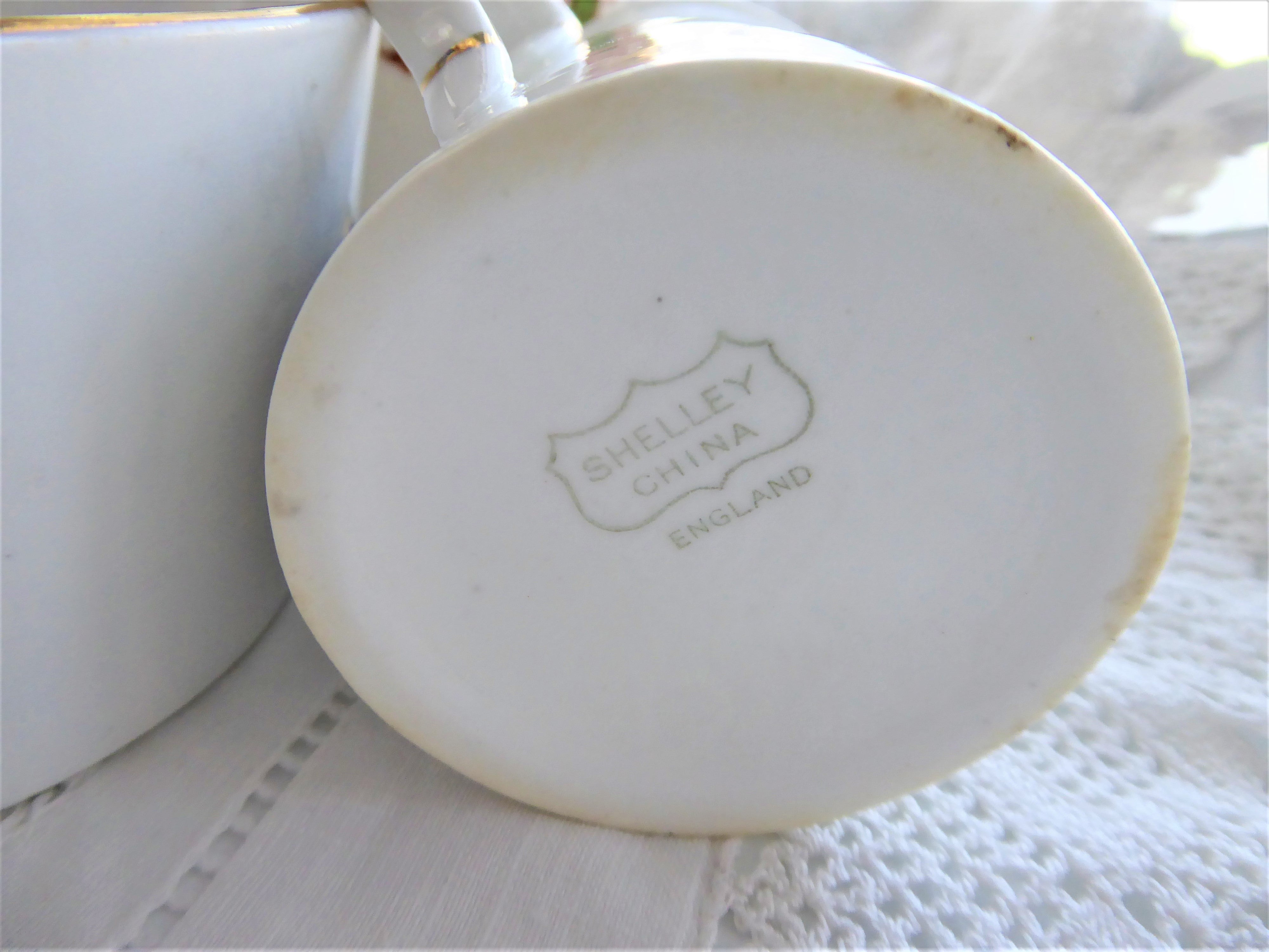 Vintage Shelley Cream and Sugar Set - Ye Olde Mint House Pevensey Milk Sussex 1910s Antique English Tea Service for Afternoon Tea and Collectors Display