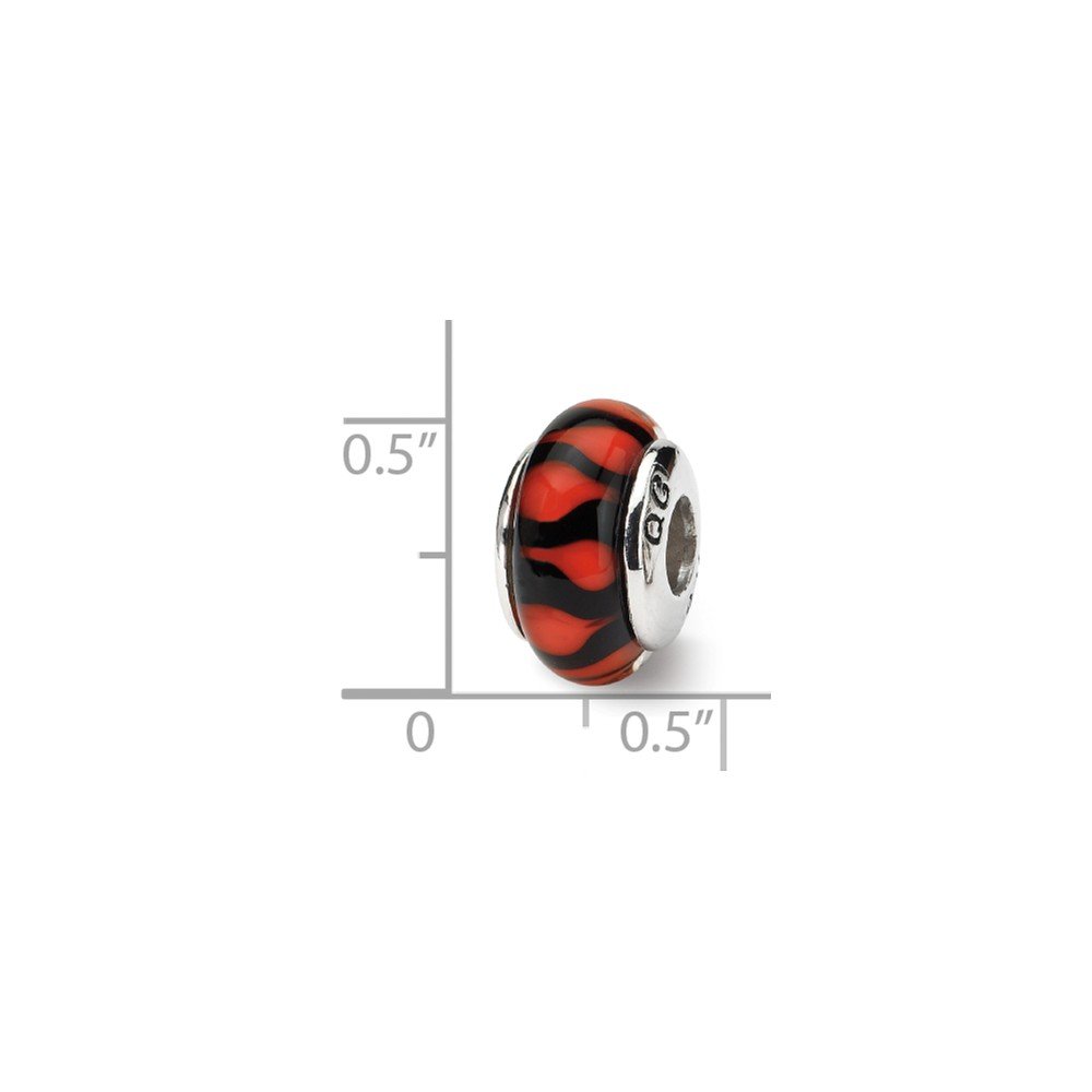 Hand-Blown Red & Black Glass Bead - Sterling Silver Jewelry Making Supplies for Necklaces, Bracelets & DIY Crafts