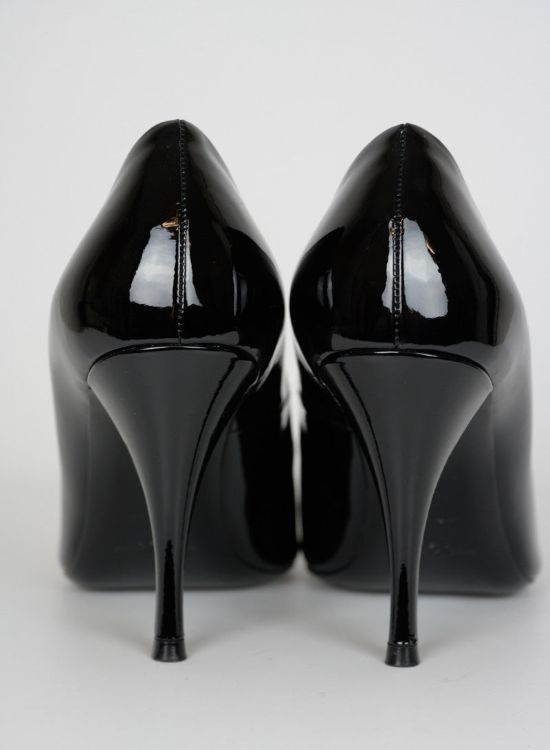 Saint Laurent Black Vernis Décolléte Heels Size 38.5 - Elegant High Heels for Women, Perfect for Evening Parties & Formal Events