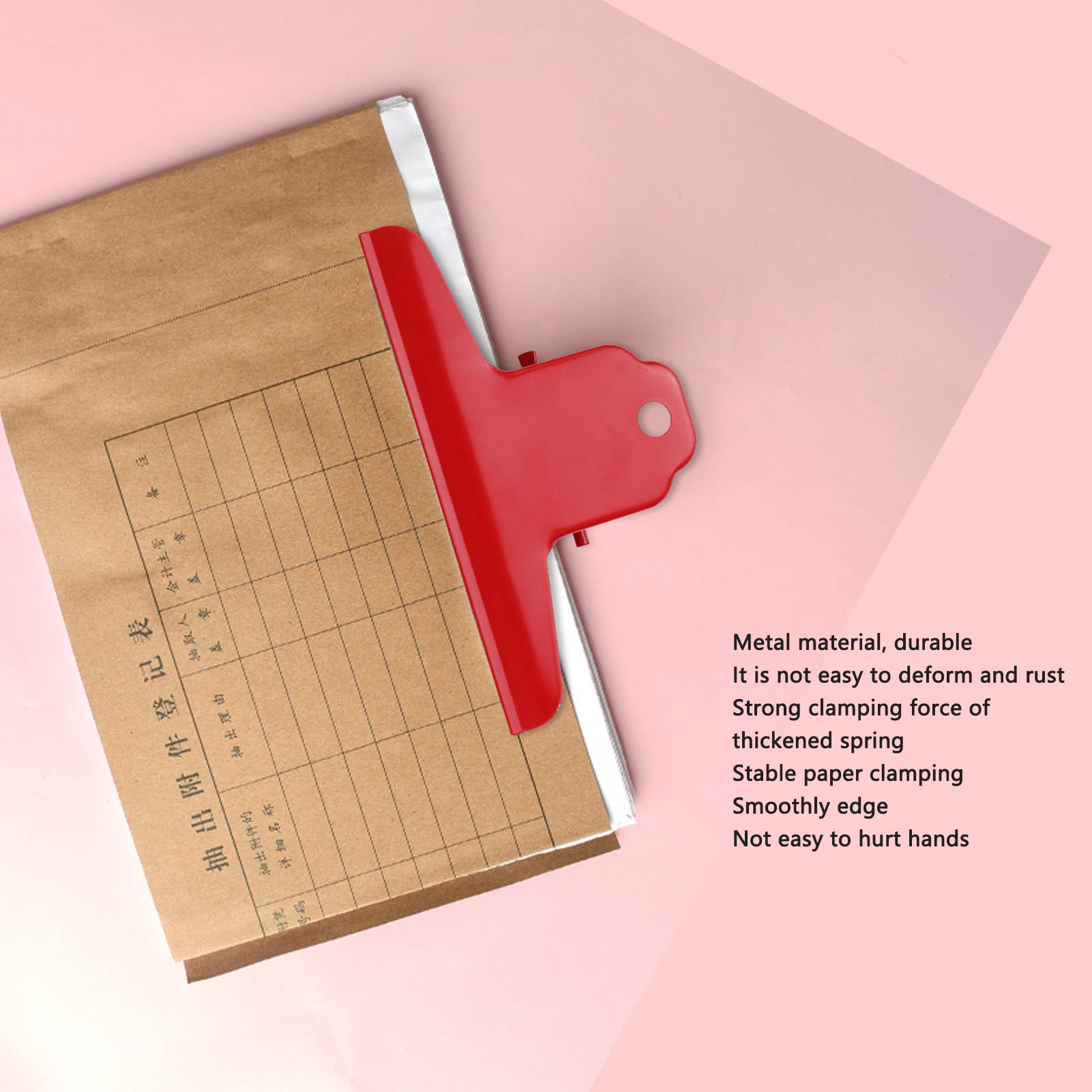 Metal Jumbo Binder Clips for Office & School Supplies - Heavy Duty Paper Clamps, File Holders for Documents, Photos & Pictures - Perfect for Home, Office & Classroom Organization (Red)