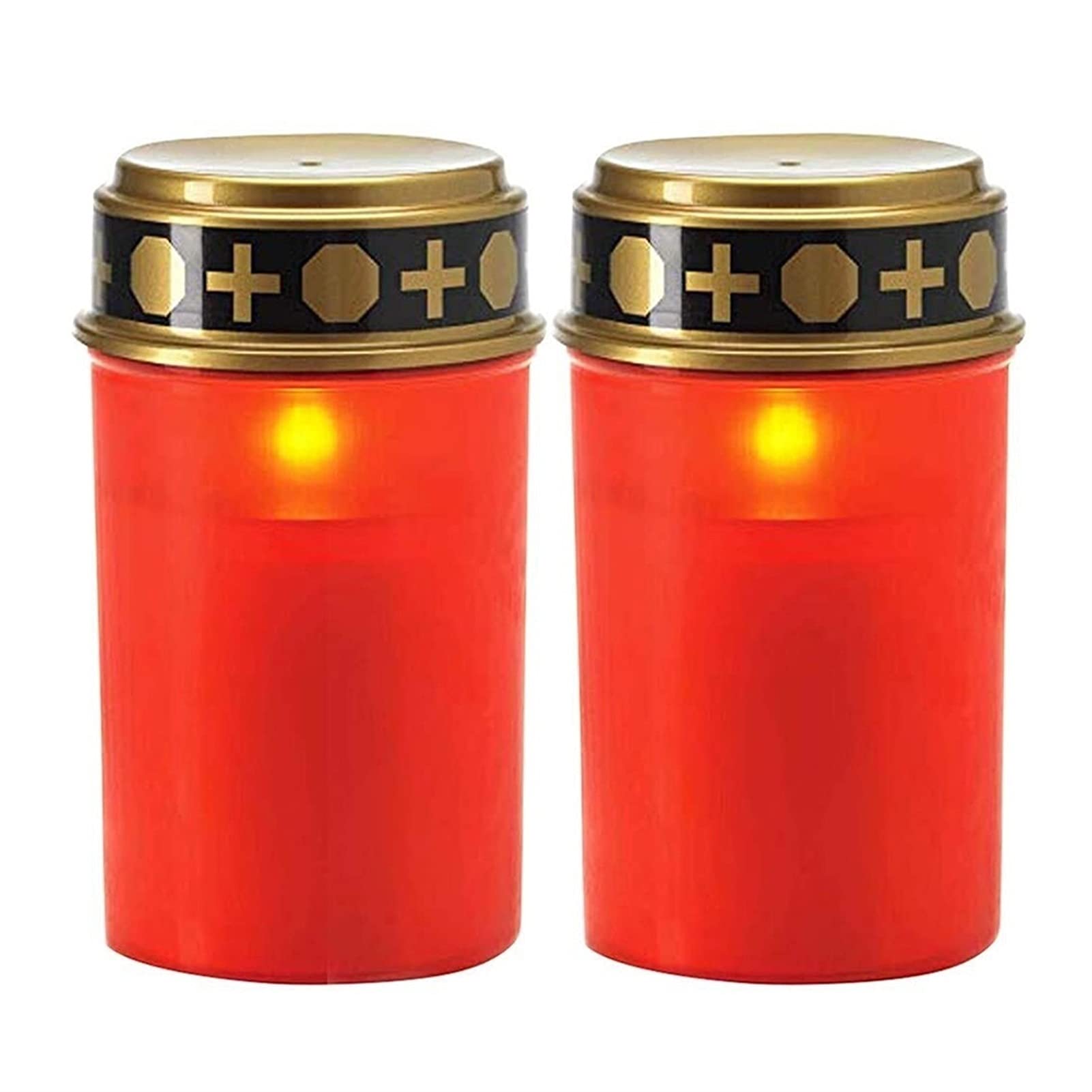 Solar Powered LED Flameless Candles - Waterproof Outdoor Memorial Lights for Cemetery, Graves & Rituals - Energy Efficient & Safe Decorative Tea Lights (Red) - Perfect for Halloween, Christmas & Home Decor