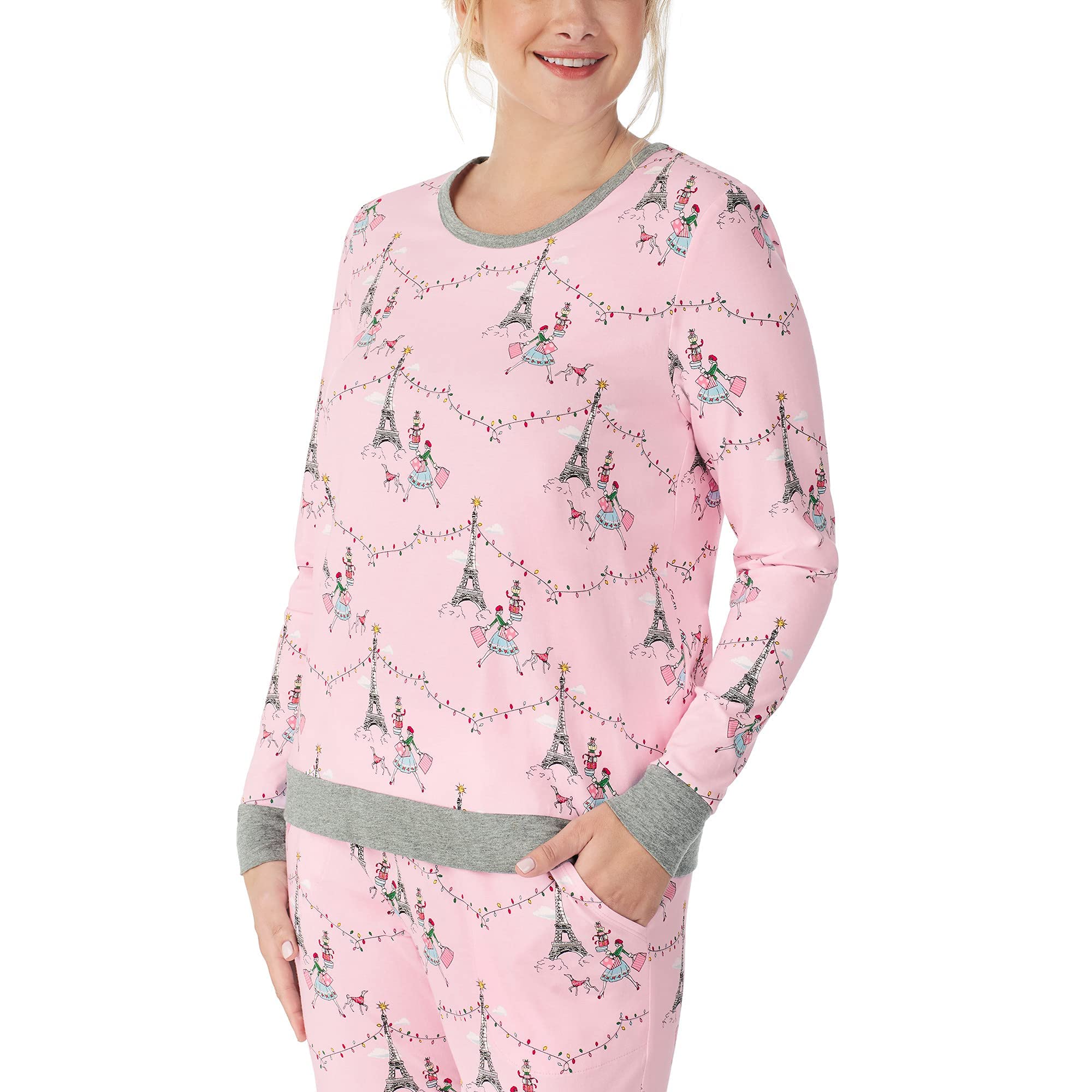 BedHead Pajamas Women's Crew Neck Pullover & Jogger Pajama Set - Soft Cotton Sleepwear for Lounge & Relaxation at Home