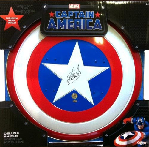 Stan Lee Autographed Captain America Shield with Hologram - Marvel Avengers Collectible - Perfect for Comic Con, Display Cases & Superhero Memorabilia Collections