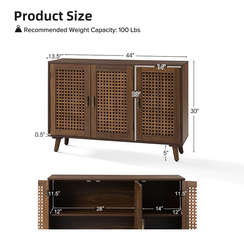 3-Door Accent Entryway Cabinet - Solid Wood Hallway Storage Organizer for Shoes, Coats & Home Decor | Perfect for Entryways, Halls & Living Rooms