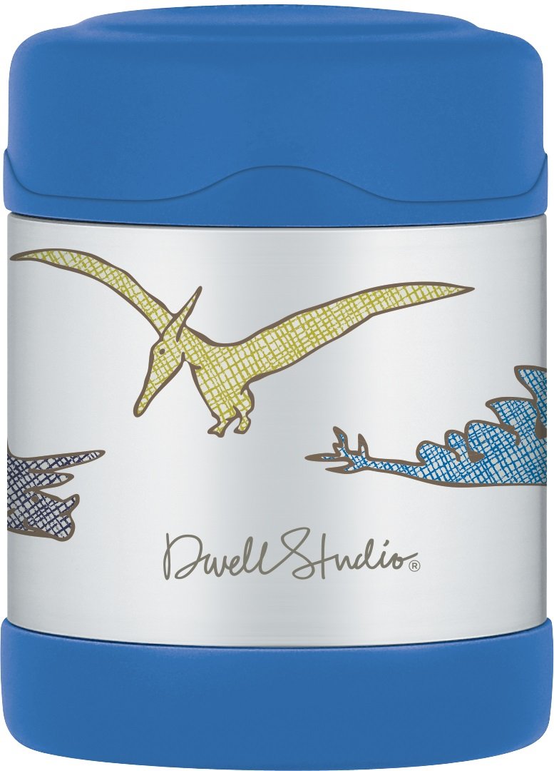 DwellStudio Thermos Vacuum Insulated FUNtainer Stainless Steel Food Jar - 10oz Dinosaur Design | Leakproof Lunch Container for Kids School, Picnics & Outdoor Activities