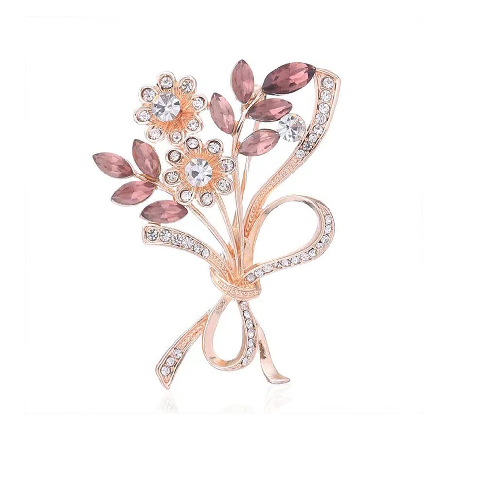 Elegant Floral Crystal Rhinestone Brooch Pin for Women - YEFUNLIY Wedding Bouquet Corsage, Fashion Accessory for Bridal, Prom, Party & Special Occasions