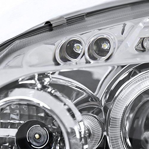 Spec-D Tuning LHP-GLF05-TM Clear Chrome Halo LED Projector Headlights for Volkswagen Golf Rabbit & Jetta - Upgrade Your Night Driving with Stylish Lighting