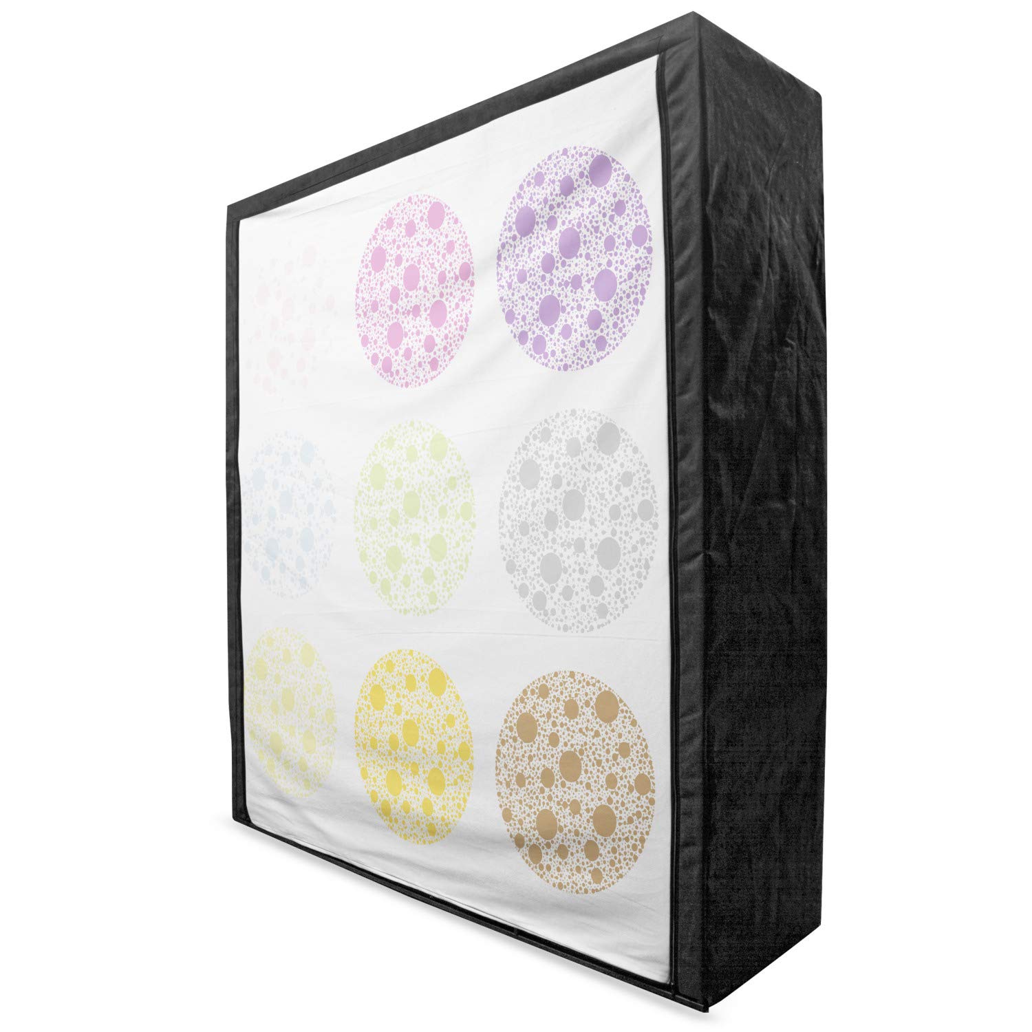Ambesonne Polka Dots Portable Fabric Wardrobe Closet Organizer with Shelves, 59 Inch Multicolor Storage for Bedroom, Closet & Dorm - Spacious Hanging & Foldable Clothes Storage Solution