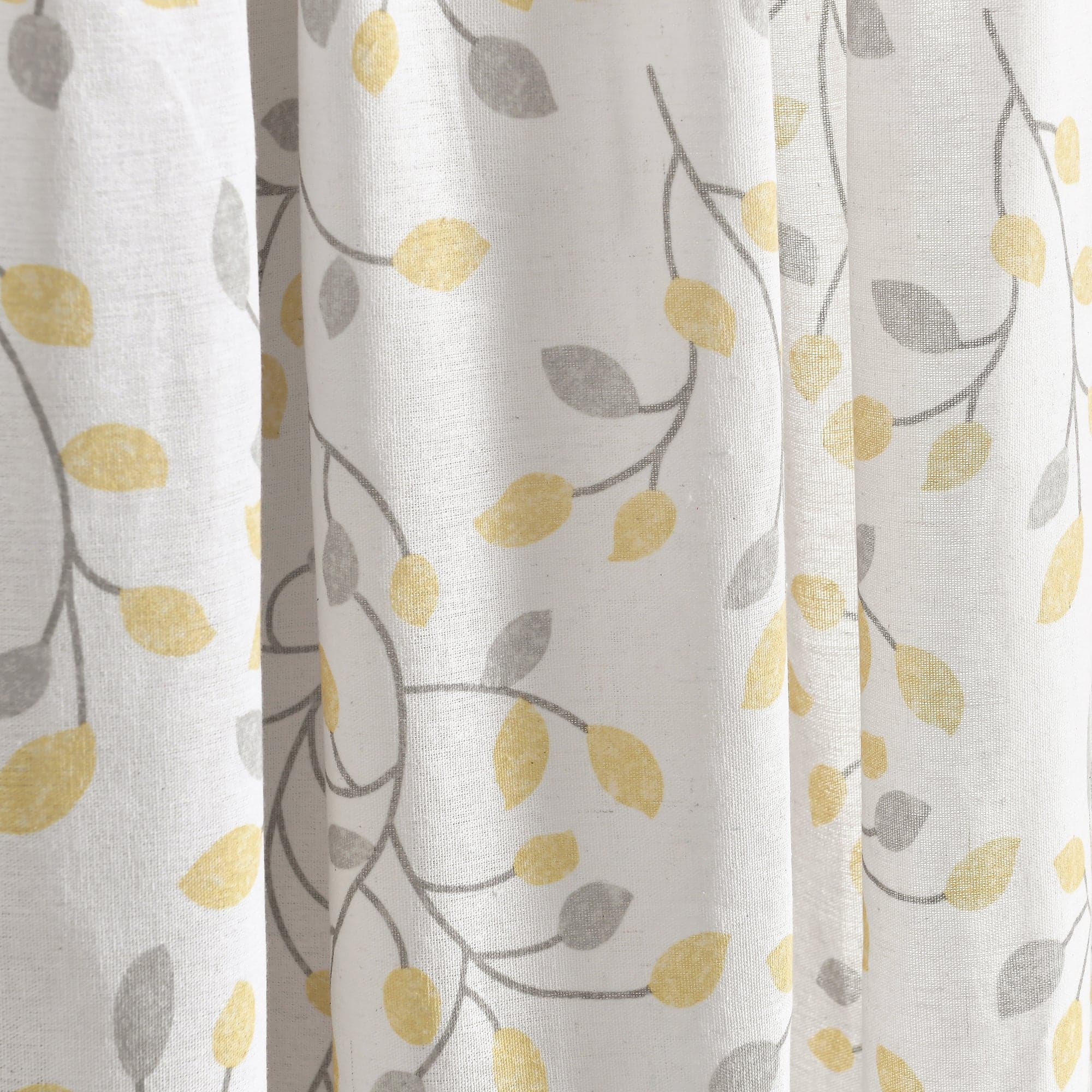 Linen Botanical Garden Window Curtain Panel with Button Details - Elegant Floral Design for Living Room, Bedroom & Home Decor