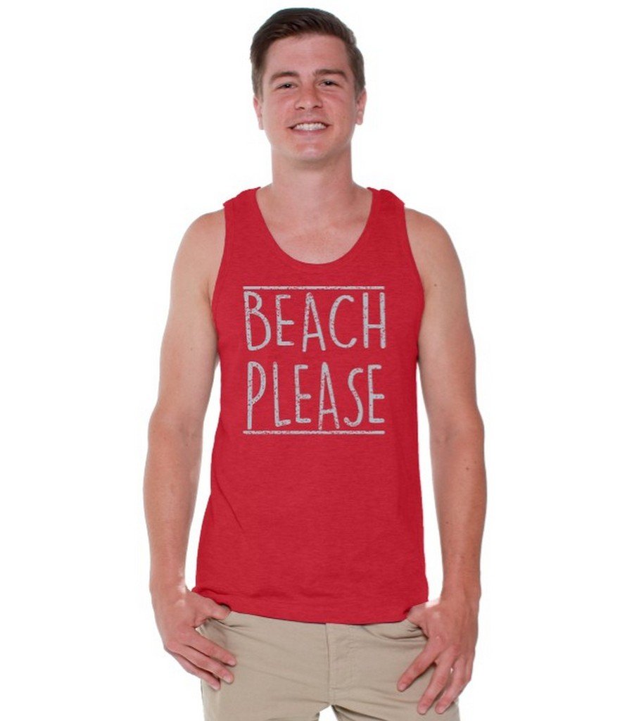Awkwardstyles Men's Beach Please Graphic Tank Top - Gray Athletic Workout Shirt for Gym, Running & Summer Vacation - Cool Casual Streetwear Style