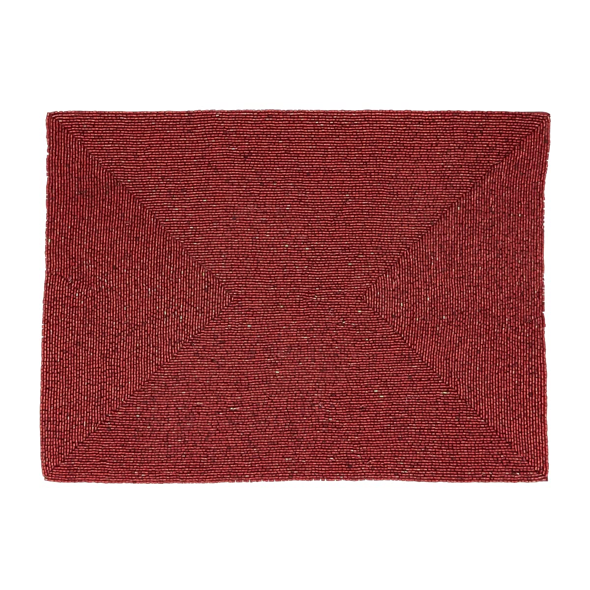 SARO 185.R1318B 13x18 Inch Beaded Design Placemats Set of 4 - Elegant Red Table Mats for Dining Room, Kitchen, Party & Holiday Decor
