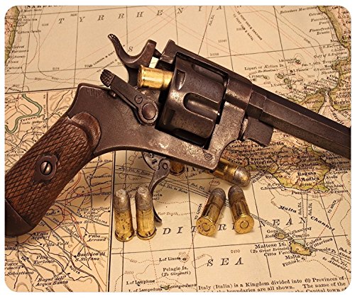 Customized Old Gun Design Rectangle Gaming Mouse Pad - Non-Slip Rubber Base, Large Mouse Mat for PC, Laptop, Office & Gaming Setup - Perfect for FPS Gamers and Vintage Enthusiasts