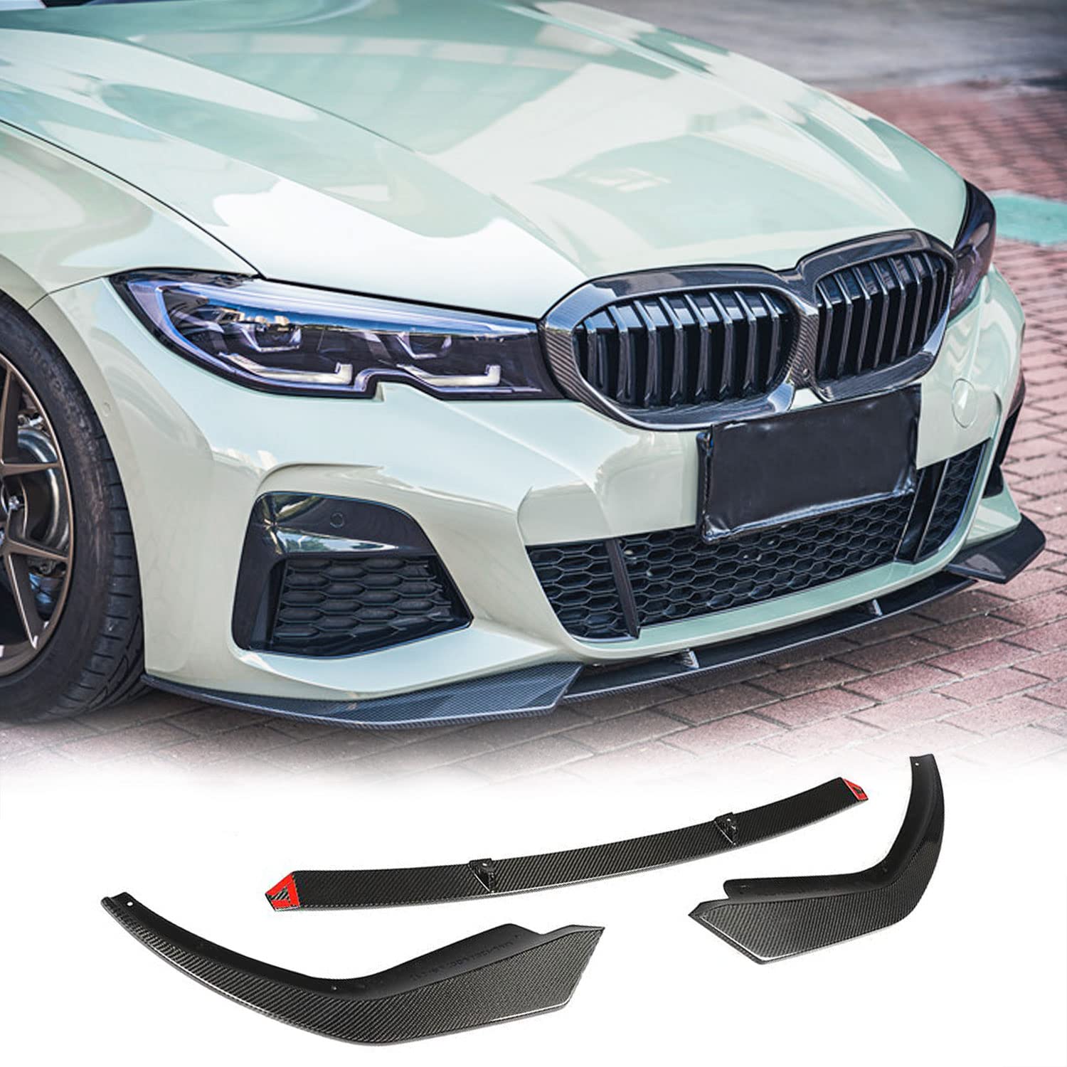 MCARCAR G20 Carbon Fiber Front Lip Spoiler for BMW 3 Series G20 M Sport Sedan (2019-2022) 320i 330i M340i - M Tech Style Front Bumper Lip Chin Splitter & Protector - Factory Direct (Carbon Fiber) - Perfect for Street Racing & Car Shows