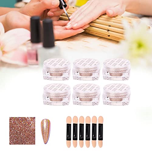 6 Pcs Acrylic Nail Powder Set - Glitter Pigment for Nail Art, Manicure & Salon DIY - Perfect for French Tips, Ombre Nails & Party Nail Designs (Color #2)