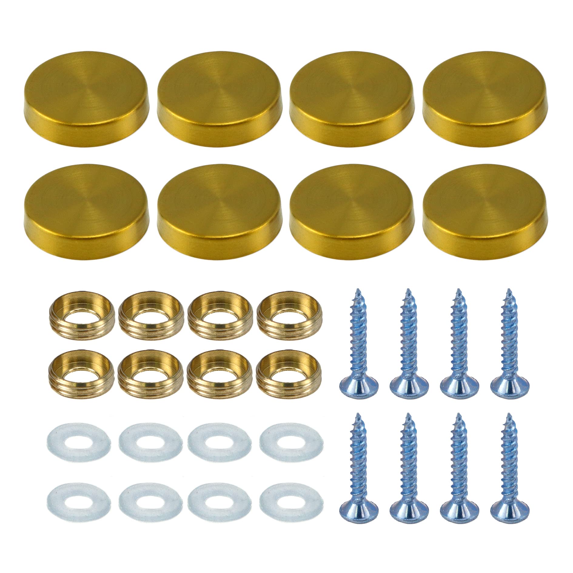 22mm Golden Stainless Steel Mirror Screw Caps - 8Pcs Decorative Nails for Mirrors, Furniture & Wall Decor | Rustproof Hardware for Home Improvement & DIY Projects