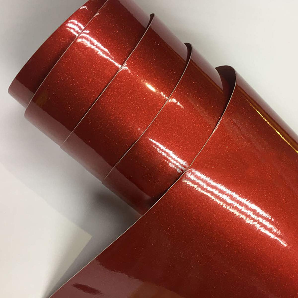 Premium High Glossy Glitter Car Vinyl Wrap Film - Air Bubble Free Diamond Pearl Auto Vinyl Sticker (Red, 4.7
