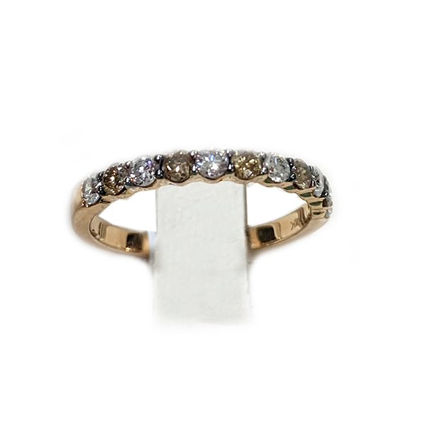 14K Rose Gold Brown Diamond Wedding Band for Women - Elegant Stackable Ring for Bridal, Anniversary & Special Occasions