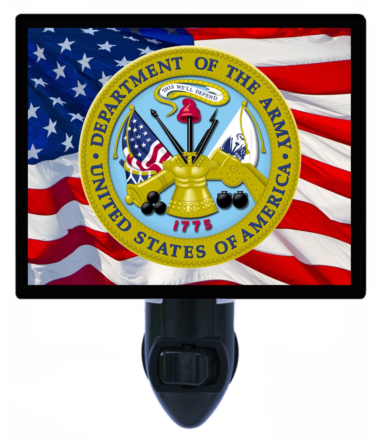 Patriotic Army LED Night Light - USA Flag Themed Plug-in Bedside Lamp for Kids Room, Nursery, or Home Decor - Perfect for Veterans Day, Memorial Day & 4th of July Celebrations