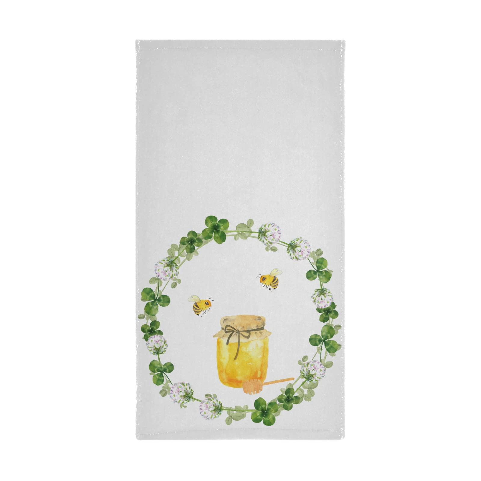 Premium Honey Bees & Clover Flowers Bath Towels - Soft Absorbent Hand Towels for Bathroom, Kitchen, Spa | Spring Wreath Design Guest Towels & Washcloths for Home, Hotel, Gym, Yoga | Perfect for Holiday Decor & Shower Use