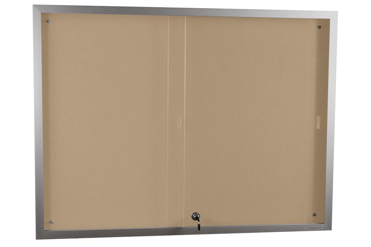 Vision Krommenie Sliding Door Notice Board - 1200H x 2400W Whiteboard & Corkboard Combo for Office, Classroom, or Home Organization