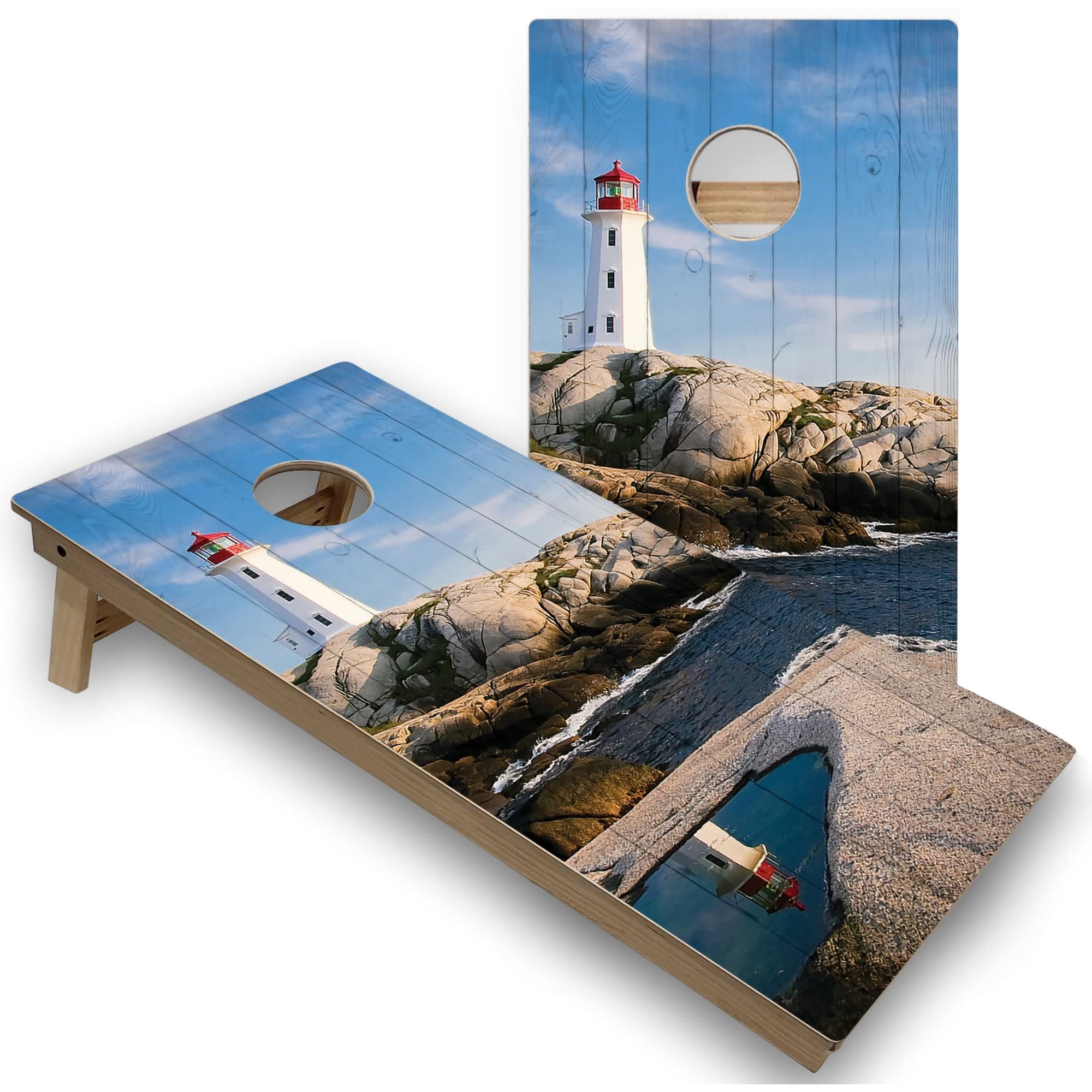 Skip's Garage Lighthouse Cornhole Set - Regulation Size Portable Cornhole Game with Carrying Case - Perfect for Backyard, Tailgating, Beach & Outdoor Parties