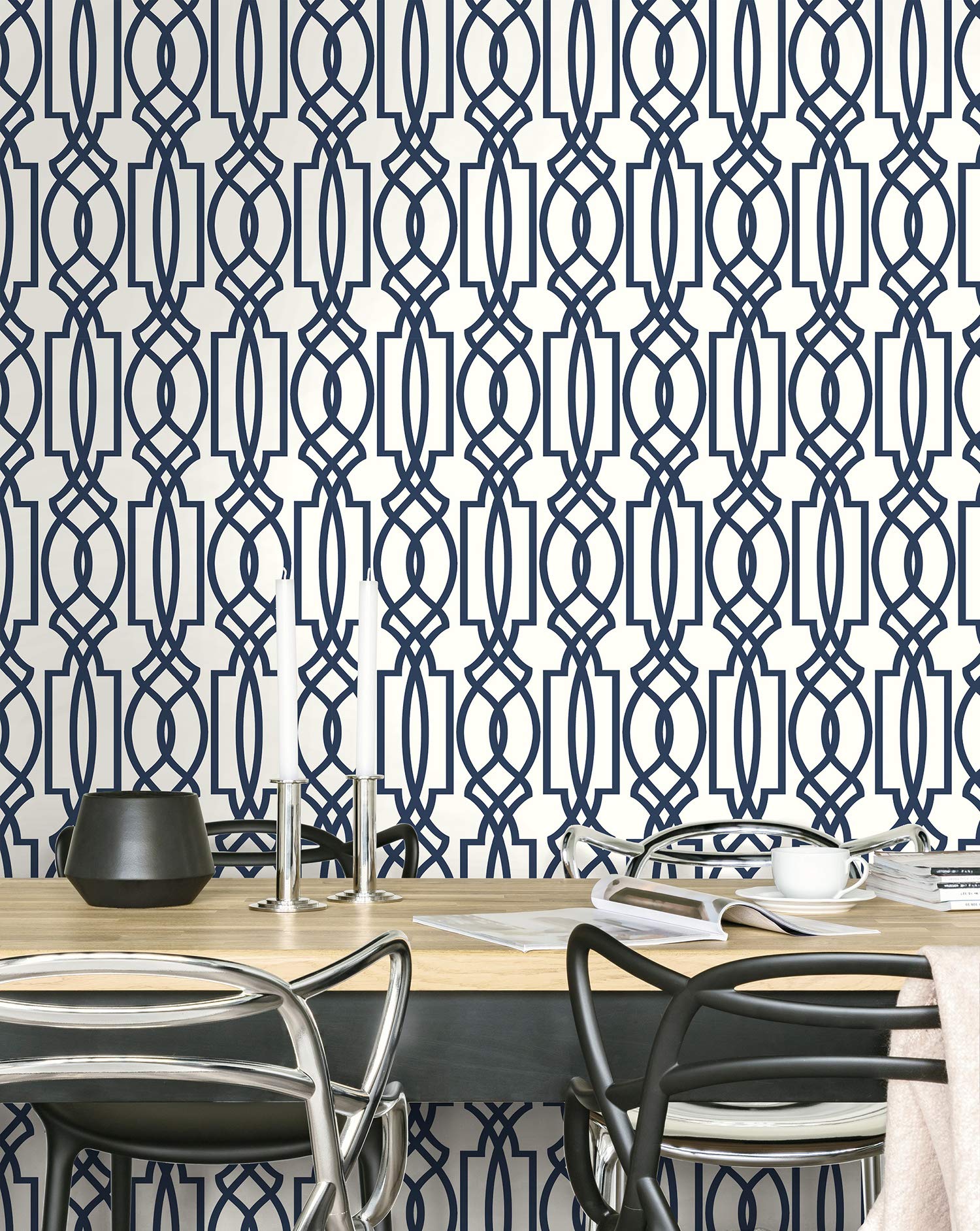 Transform Blue Trellis Peel and Stick Wallpaper - Self-Adhesive Removable Wallpaper for Bedroom, Living Room, Nursery - Easy DIY Home Decor Upgrade