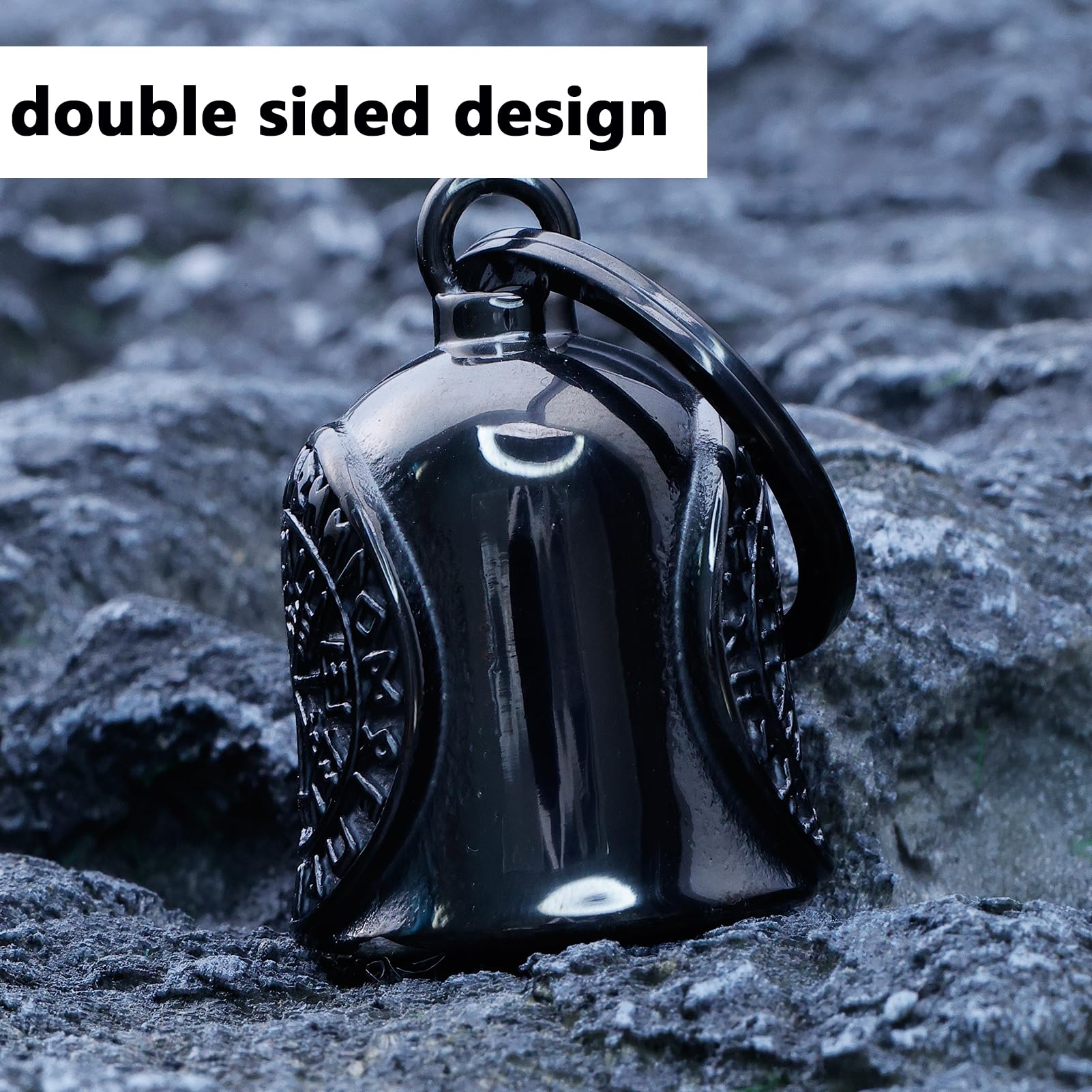 Viking Motorcycle Bell - Black & Silver Guardian Angel Bell for Riders (Men & Women) - Perfect for Harley, Cruiser & Chopper Motorcycle Protection