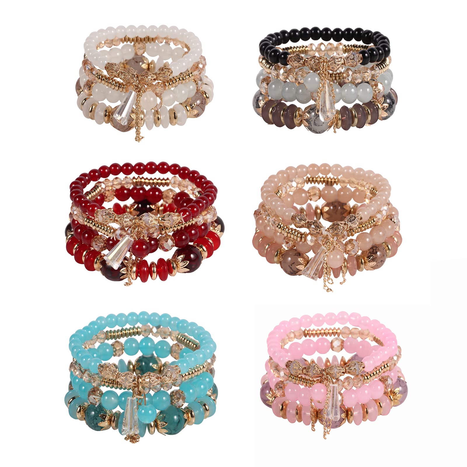 Bohemian Stackable Stretch Bracelets for Women & Girls - Colorful Beaded Charm Jewelry Set, Handmade Multilayer Beads for Everyday Wear, Parties & Gifts