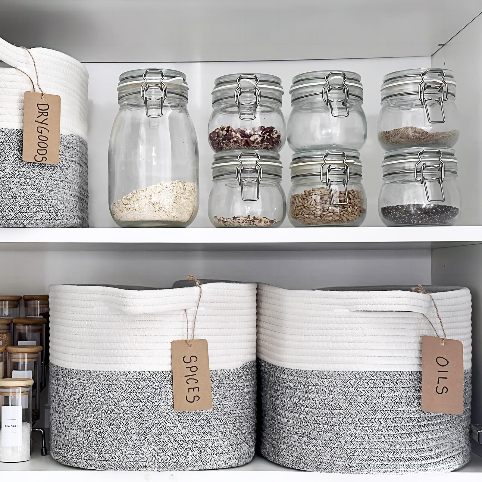 Goodpick Woven Storage Baskets 3-Pack - Organize Shelves, Nursery & Home Decor