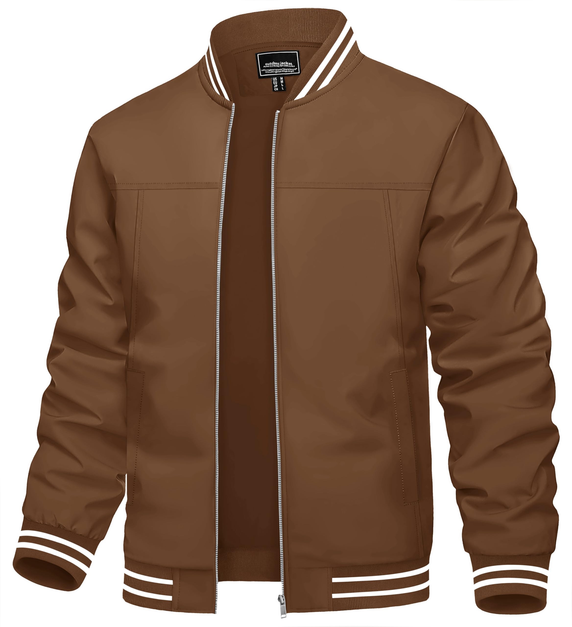 TACVASEN Men's Lightweight Jacket - Windproof Bomber Jacket with Pockets for Spring & Fall | Casual Outerwear for Hiking, Travel & Daily Wear
