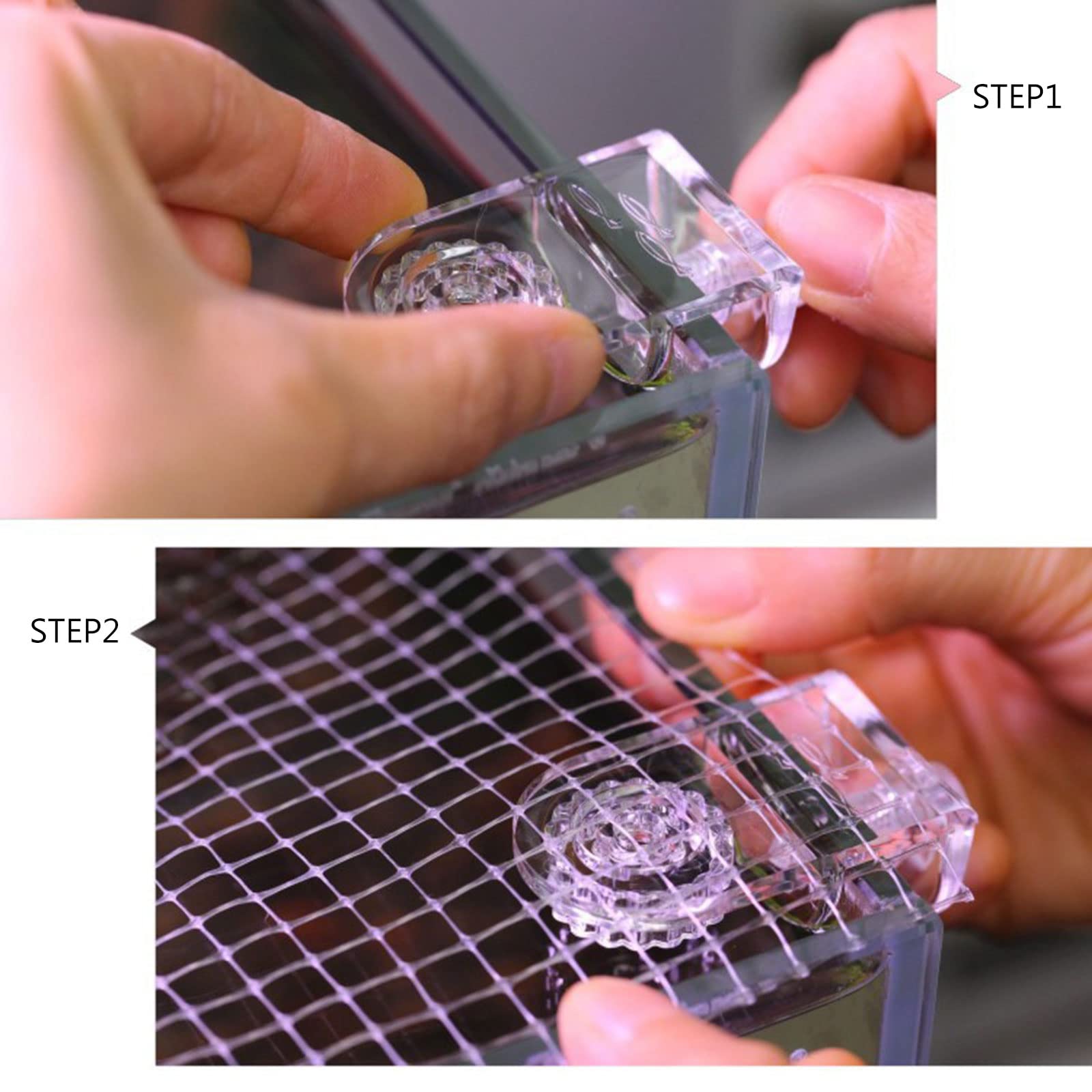 2pcs Transparent Acrylic Aquarium Clips - Fish Tank Net Holder for Anti-Jump Cover
