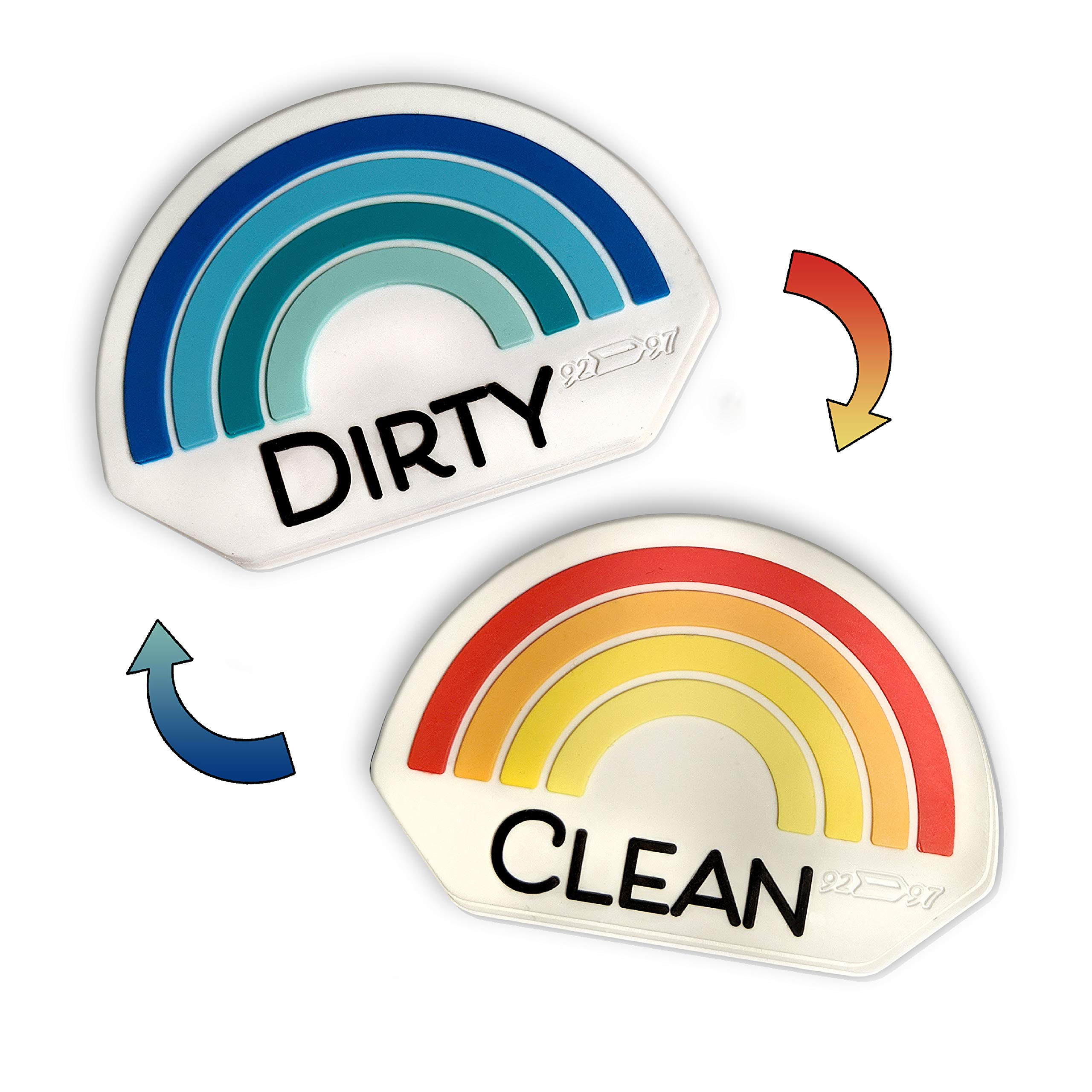 Retro Rainbow Clean Dirty Dishwasher Magnet Sign - Double Sided Silicone Flip Indicator, Strong Non-Scratch Magnet for Kitchen - Waterproof & Decorative Design - Perfect for Modern Homes, Apartments, and Office Kitchens