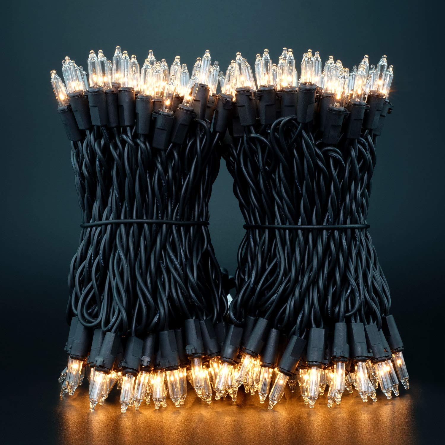 YULETIME 200-Count Clear Christmas Lights with Black Wire - 66 Feet UL Certified String Lights (Pack of 2 Sets) for Indoor & Outdoor Holiday Decorations, Tree Trimming, and Festive Home Lighting