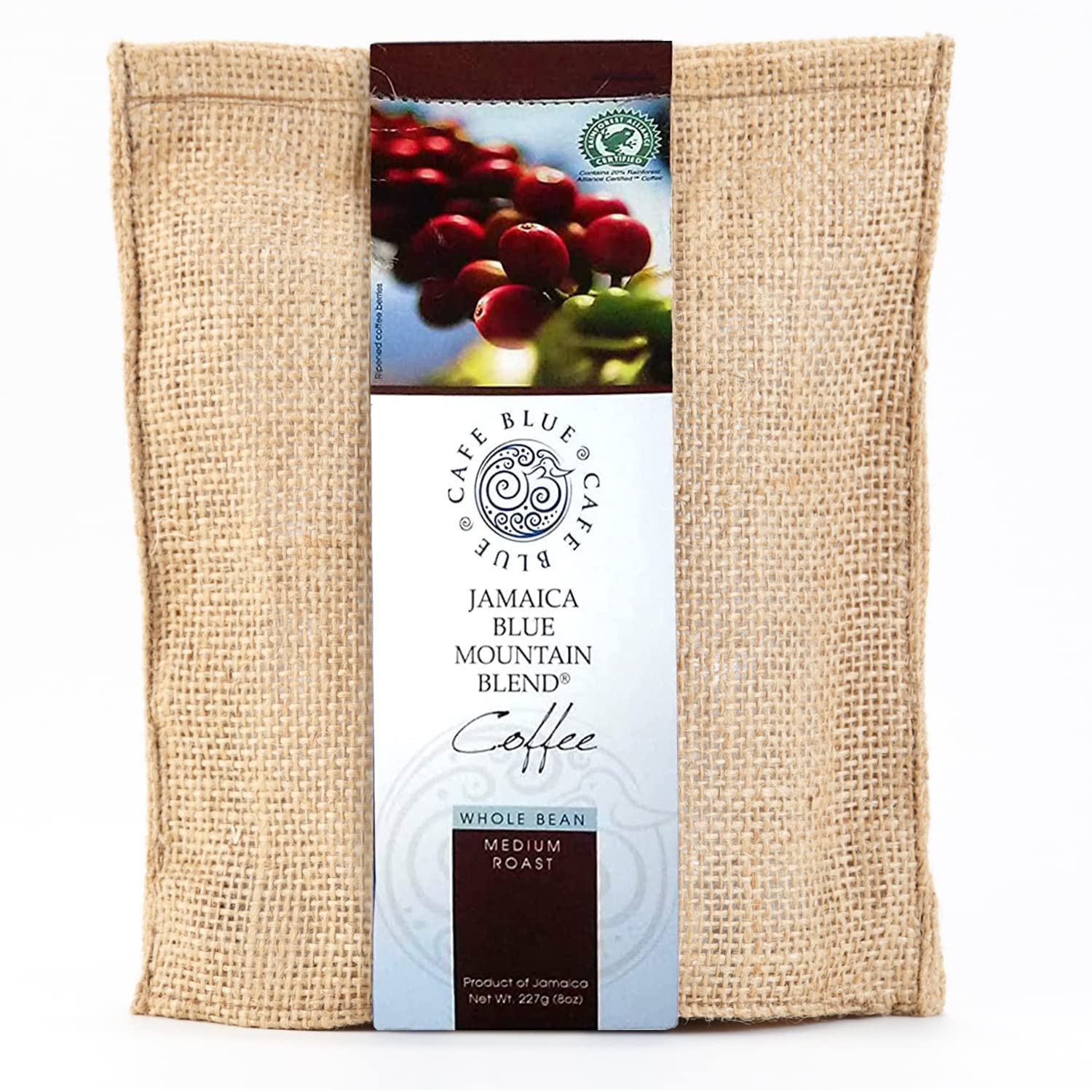 Premium Jamaica Blue Mountain & Colombian Coffee Blend - 8oz Whole Bean Coffee for Brewing, Gifting & Home Baristas - Cafe Blue Gourmet Coffee Pack