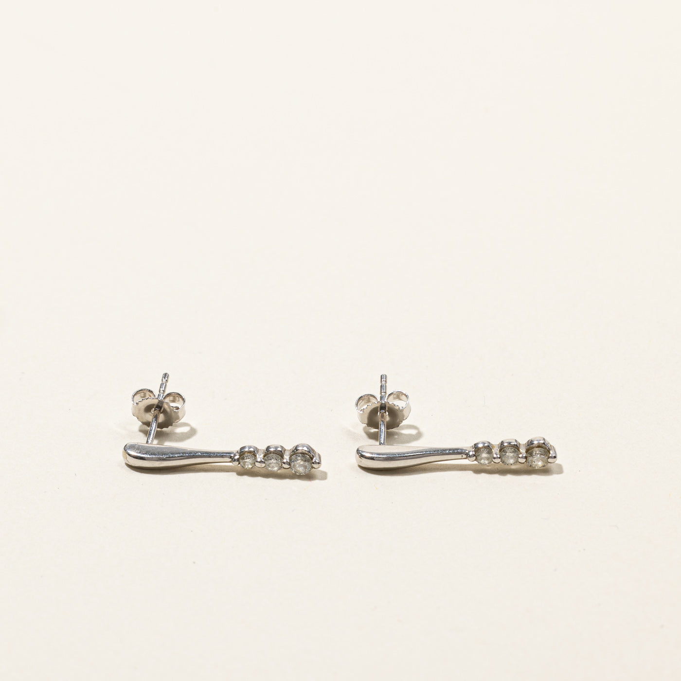 Three Stone Diamond Drop Earrings for Women | 0.20ctw G-H Color SI1-SI2 Clarity | 14K White Gold Fine Jewelry | Perfect for Weddings, Anniversaries & Special Occasions