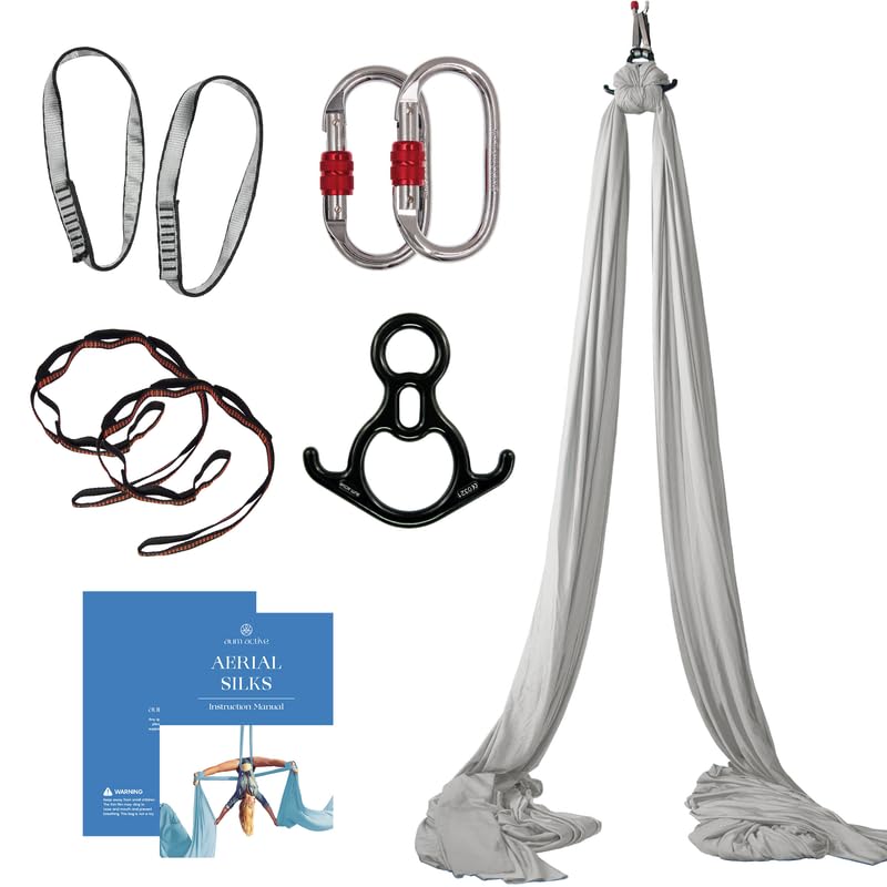 **Aerial Silks Starter Kit - 9 Yards Durable Aerial Yoga Hammock with Carabiners & Instruction Guide - Perfect for Flying Yoga, Acrobatics & All Skill Levels (Supports Up to 13ft Rigging Point) - Ideal for Home Gyms, Studios & Outdoor Fitness**