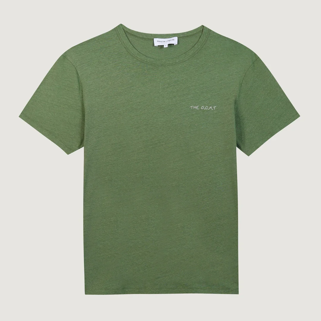 The GOAT Villiers Premium Cotton & Linen Blend T-Shirt for Men - Comfortable Olive Green Casual Tee - Perfect for Everyday Wear, Weekend Outings & Travel