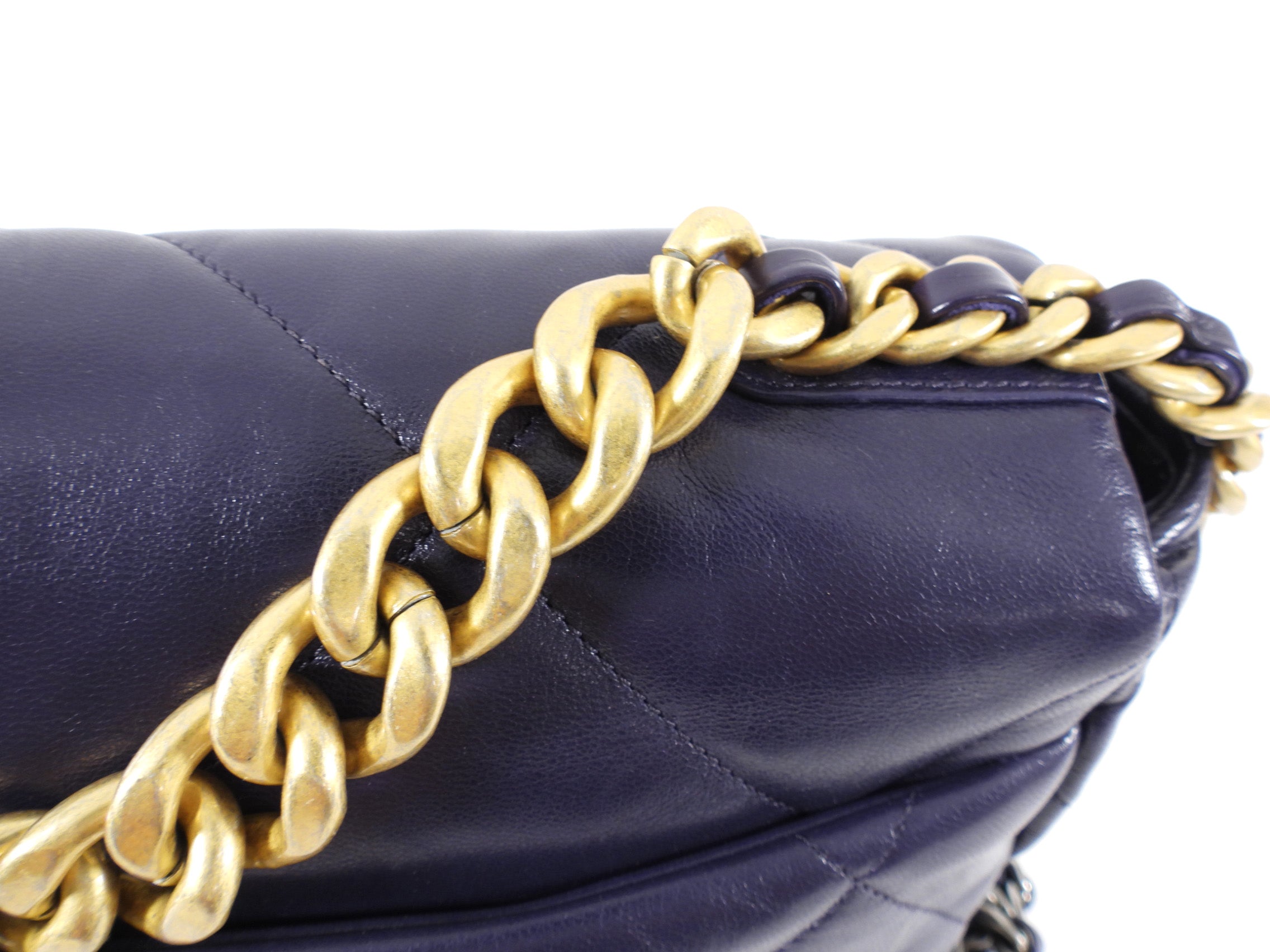 Chanel 19 Large Purple Quilted Leather Flap Bag - Luxury Designer Handbag for Women, Evening Parties & Special Occasions