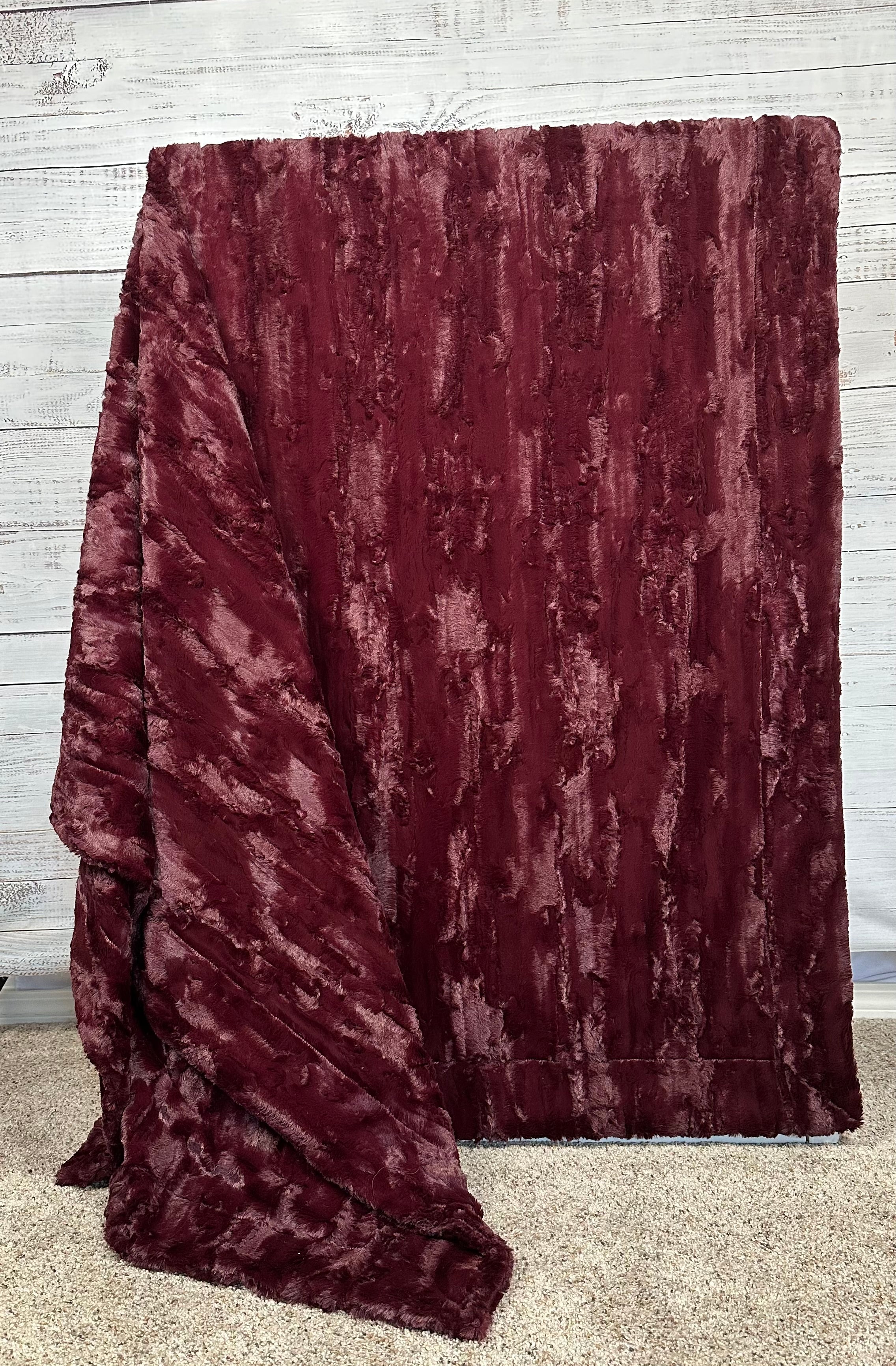 Premium Black Cherry Double Luxe XL Extra Wide 60x86 Minky Blanket - Ultra Soft Plush Throw for Bed, Couch & Nursery - Cozy Gift for Adults & Kids