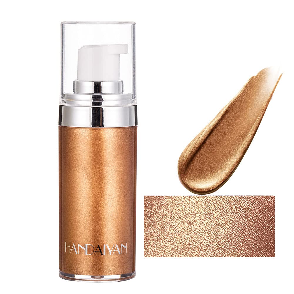 Face & Body Luminizer - Liquid Highlighter Makeup with Shimmer Glow | Waterproof Bronzer & Illuminating Body Oil for Smooth, Shiny Skin (03# Bronze Gold) - Perfect for Parties, Beach Days & Glamorous Night Out Looks