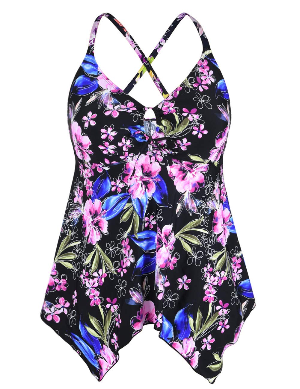 Firpearl Women's Modest Plus Size Tankini Swimsuits - Flowy Crossback Bathing Suit Top for Beach, Pool & Vacation | Comfortable Swimwear for Curvy Women