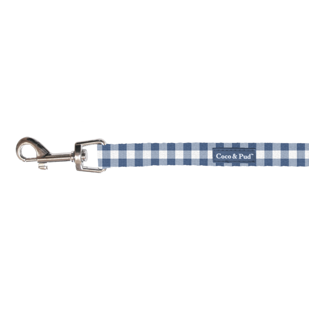 French Navy Gingham Cat Leash - Adjustable & Durable Pet Walking Lead for Small to Medium Cats - Perfect for Outdoor Adventures, Park Visits, and Daily Walks
