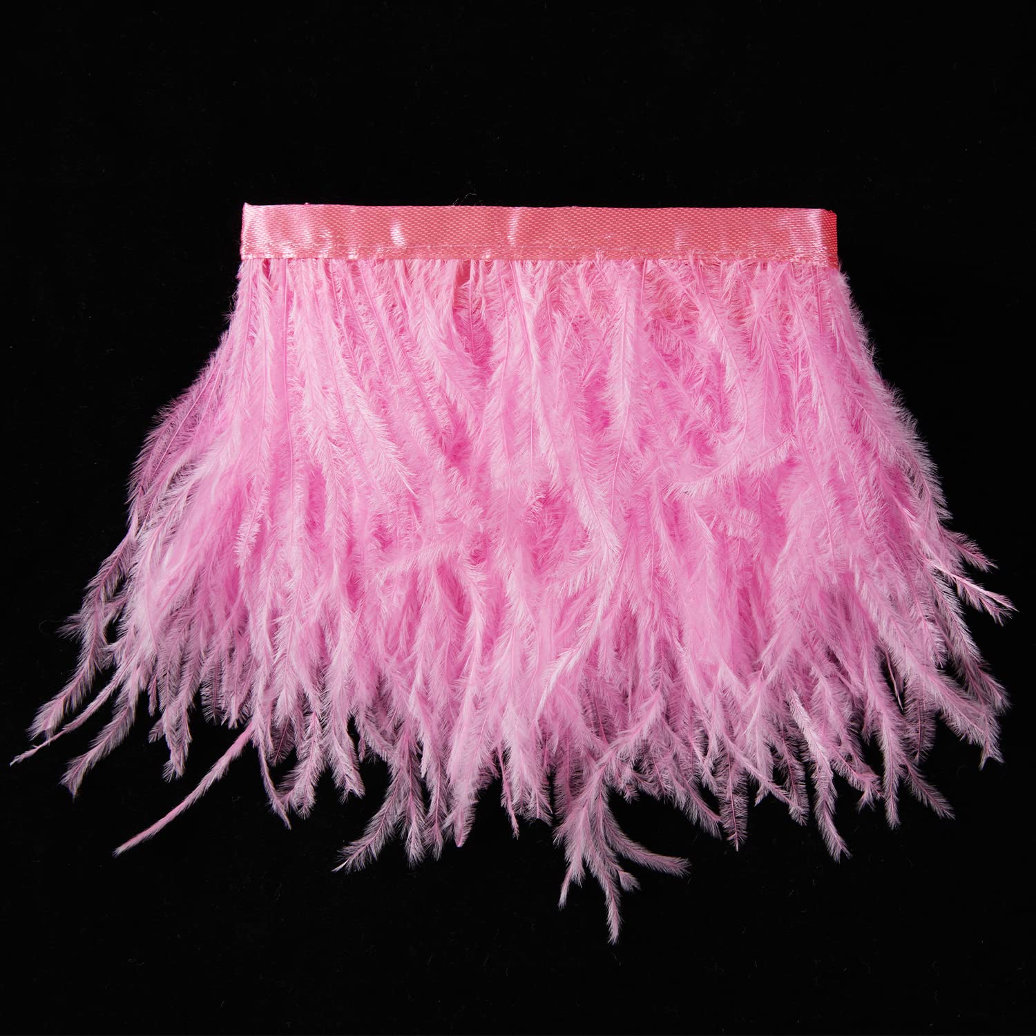 Nicime 2 Yard 3-4 Inch Pink Ostrich Feather Trim Fringe - DIY Sewing Ribbon for Dress Decoration, Wedding Decor, and Craft Projects - Perfect for Costumes, Home Decor, and Party Supplies