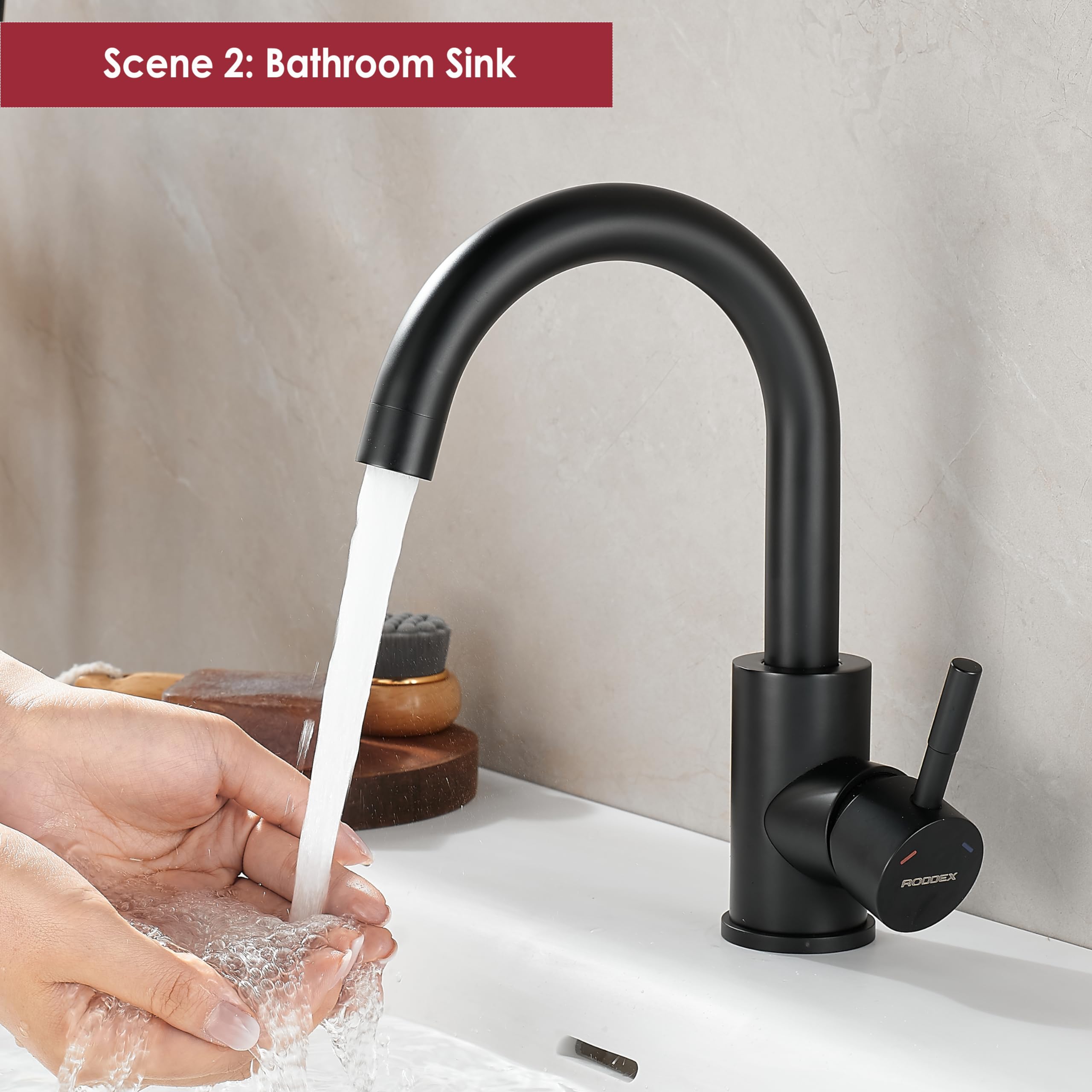 360° Swivel Single Hole Bar Sink Faucet - Stainless Steel Modern Single Handle Kitchen Tap - Matte Black Finish for Bathroom, RV & Small Space Installation