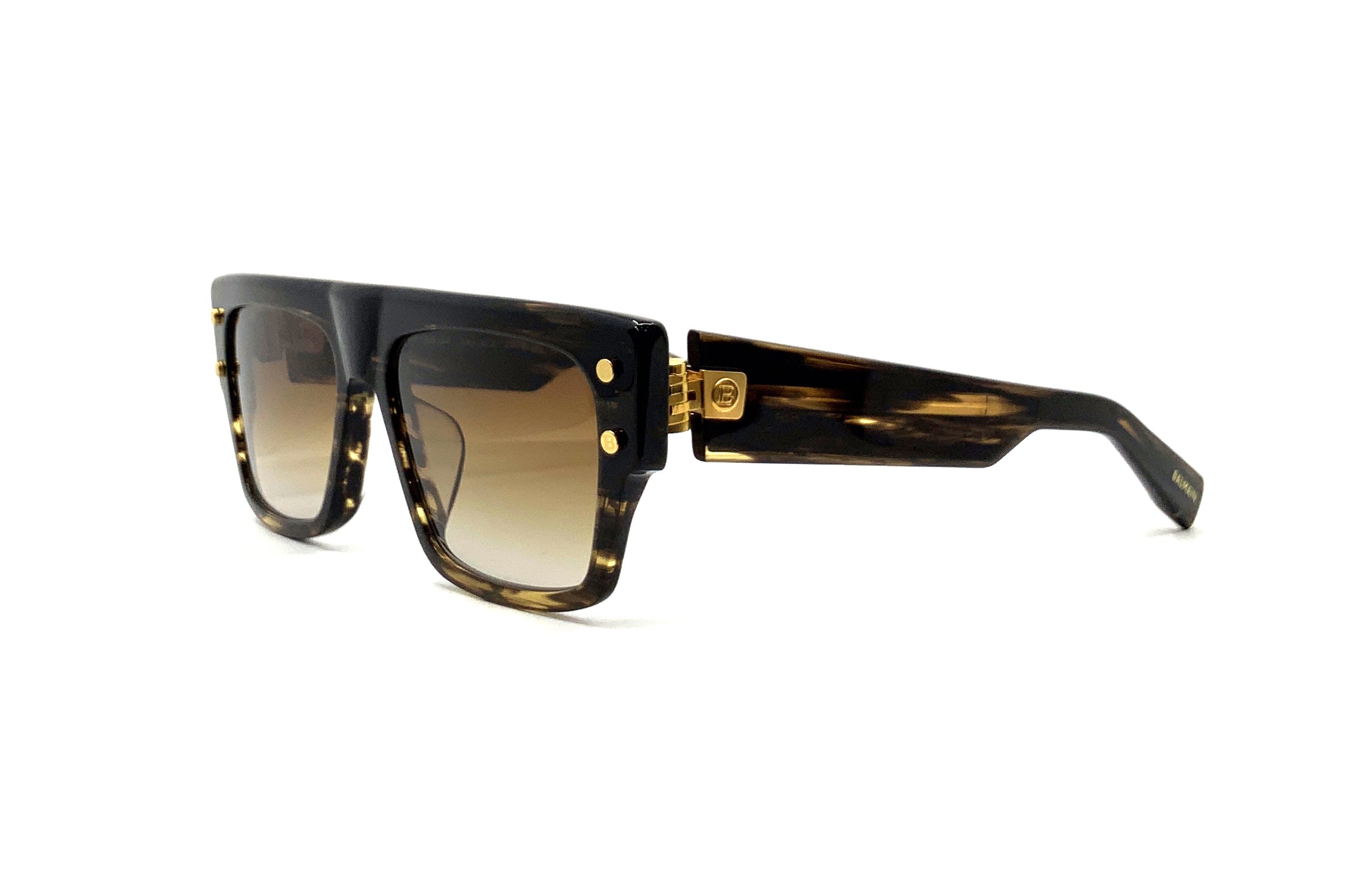 Balmain B III Sunglasses - Brown & Gold Aviator Style for Men & Women | UV Protection, Luxury Fashion Accessory for Outdoor, Driving, and Travel