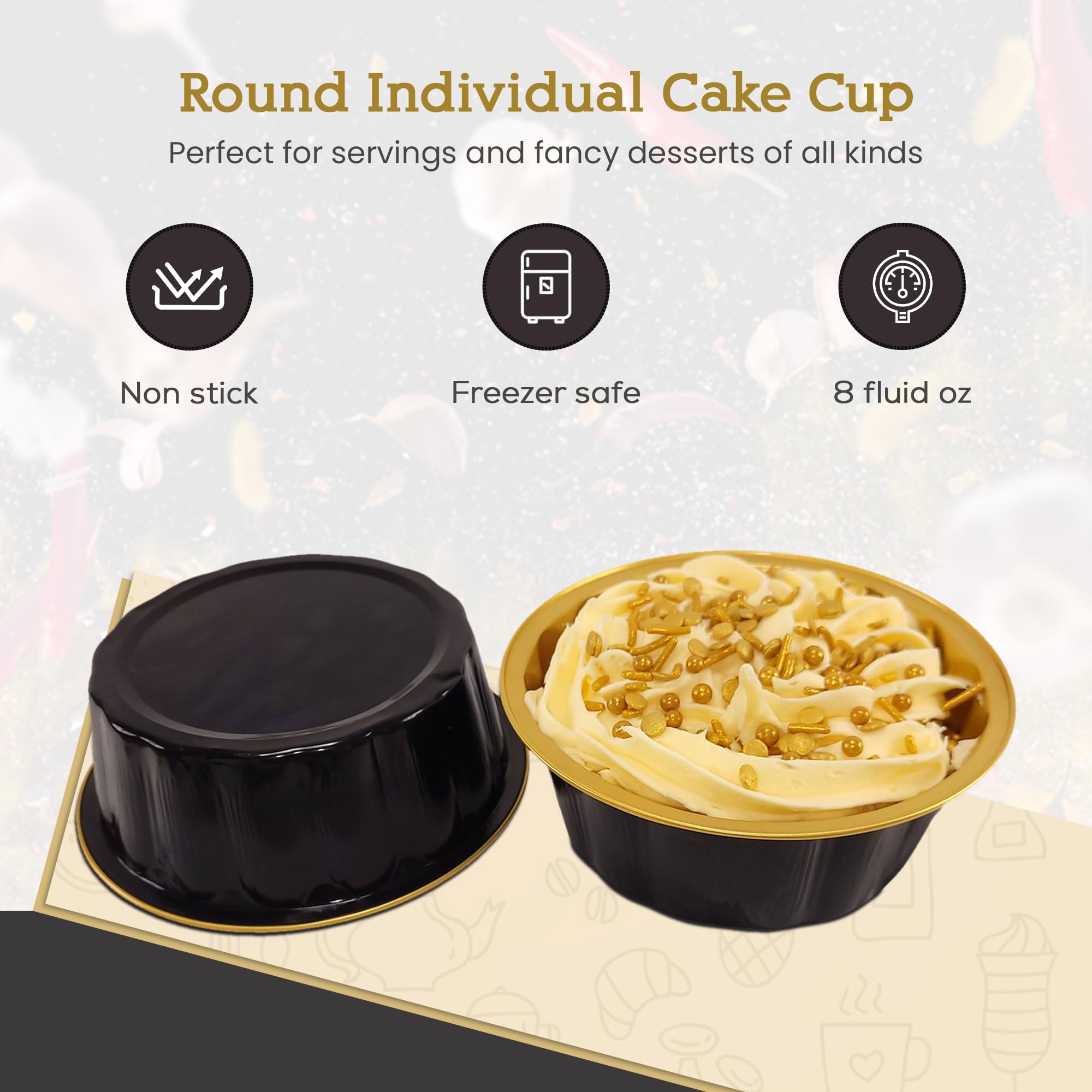 KitchenDance 8 oz Disposable Round Aluminum Foil Pans Without Lids - Mini Baking Pans for Pies, Cakes & Desserts | Sturdy Scalloped Design, Vibrant Colors | Perfect for Parties, Picnics & Meal Prep