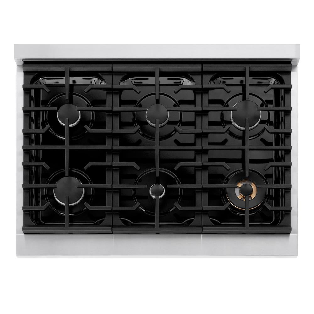 ZLINE 36 Inch Stainless Steel 6-Burner Gas Rangetop with Porcelain Cooktop - Professional Grade Stove for Home Kitchen, Restaurant & Commercial Use (Model SRT36)