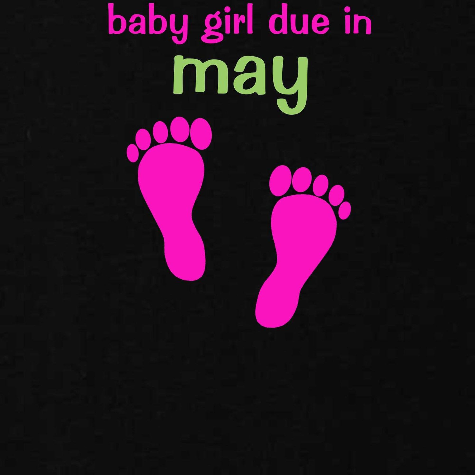 Baby Girl Due in May Maternity T-Shirt - Women's Ruched Side Dark Maternity Tee for Pregnancy Announcement & Baby Shower
