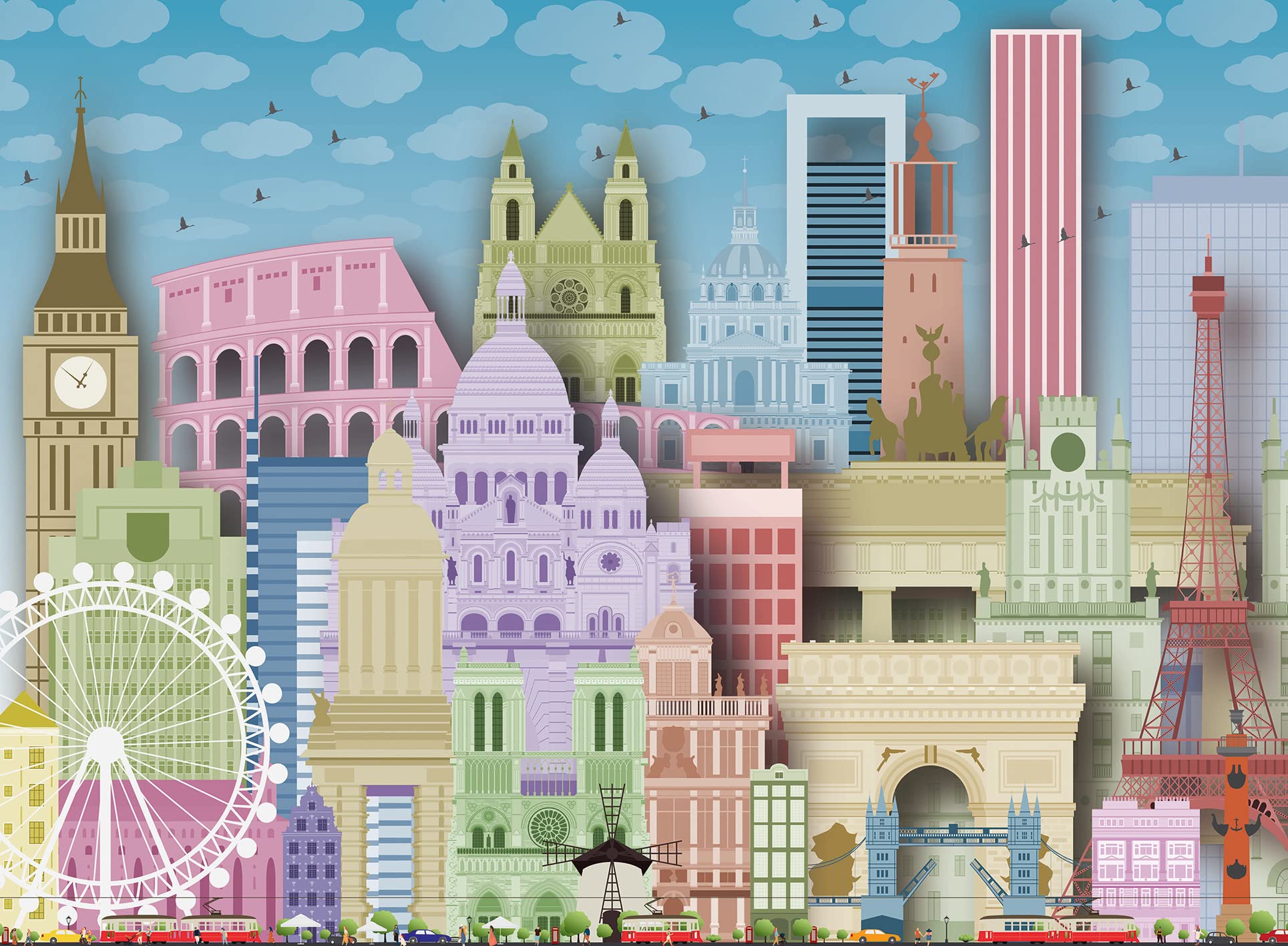 Ravensburger 300-Piece XXL Puzzle for Kids - Colorful Europe Landmarks - Premium Quality Thick Cardboard - Ages 9+ - Educational Travel-Themed Puzzle for Family Game Night & Classroom Learning Activities